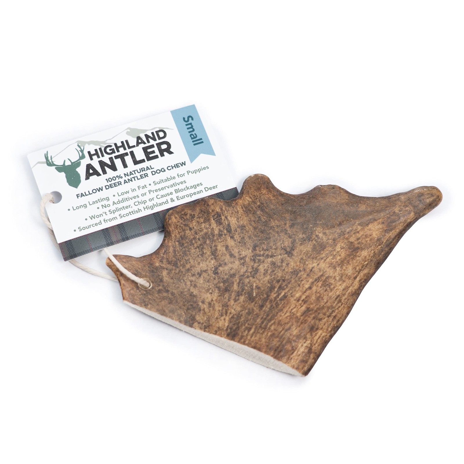 Highland Antler - Natural Fallow Antler Dog Chew. Pack of 1x Small (Under 75g) N