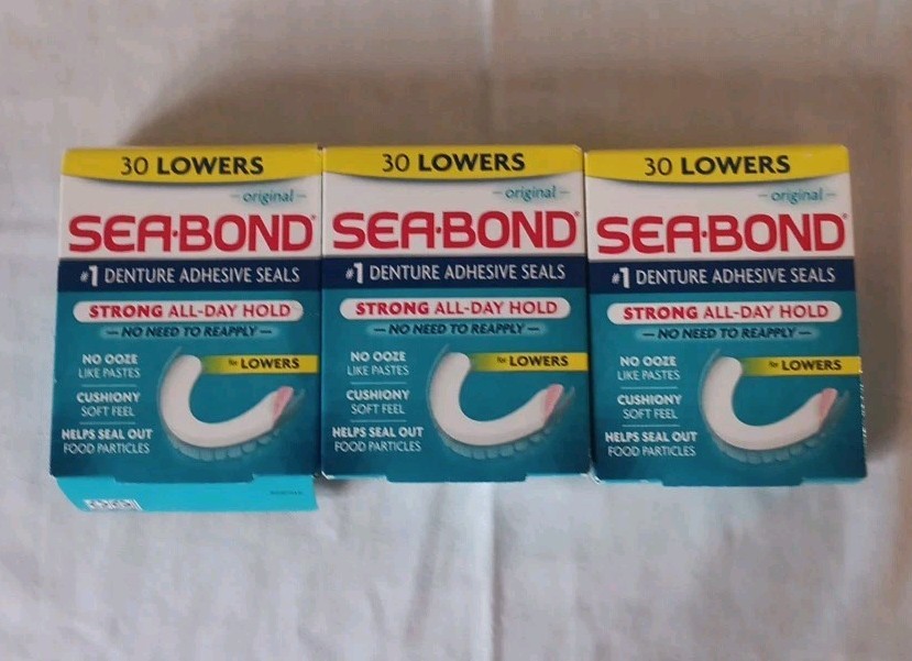 Sea-Bond Lower Adhesive Denture Seals Lot Of 3 Original 30 Ct per Box New