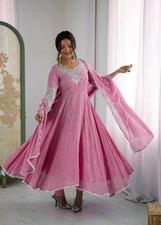 Wedding Collection Pink Faux Georgette Salwar Kameez With Dupatta For Women