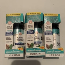 Guru Nanda Natural Teeth Whitening Oral Rinse 3oz Farmed Mint lot of 3  