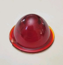 Vintage Auto Light Red Glass Dome Light Lens For Antique Car Small Chip On Edge Vintage Auto Light Red Glass Dome Light Lens For Antique Car Small Chip On Edge