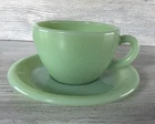 Vtg Fire-King Jadeite Ovenware Restaurant C Handle Cup & Saucer 1948-1950 USA