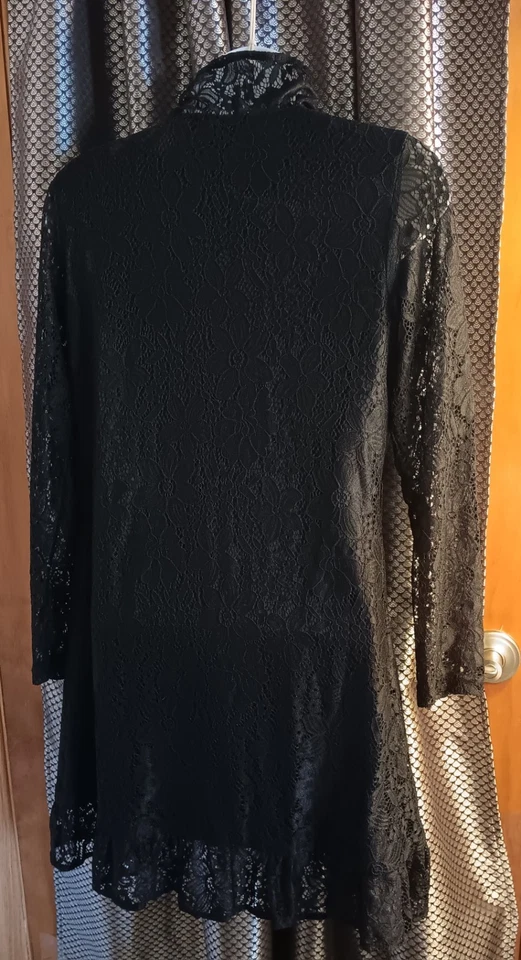 Новый с Ярлыками черный с подкладкой с оборками кружева открытый передний галстук застежки длинным рукавом Blazer Sz маленький - Изображение 4 из 4