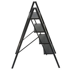 Aluminum 4 Step Ladder Folding Step Lightweight W/ Wide Anti-Slip Pedal Black
