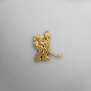 Authentic Ice Hockey Pendant for Men Gold-Plated 925 Silver Goalie Jewelry with Charm