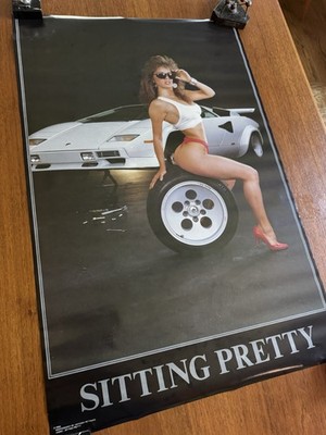 Vintage Sitting Pretty Hot Girl Poster 1986 Lamborghini Countach
