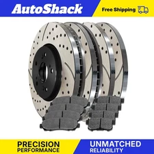 Front Rear Drilled Slotted Brake Rotors Premium Ceramic Pads for Honda Crosstour