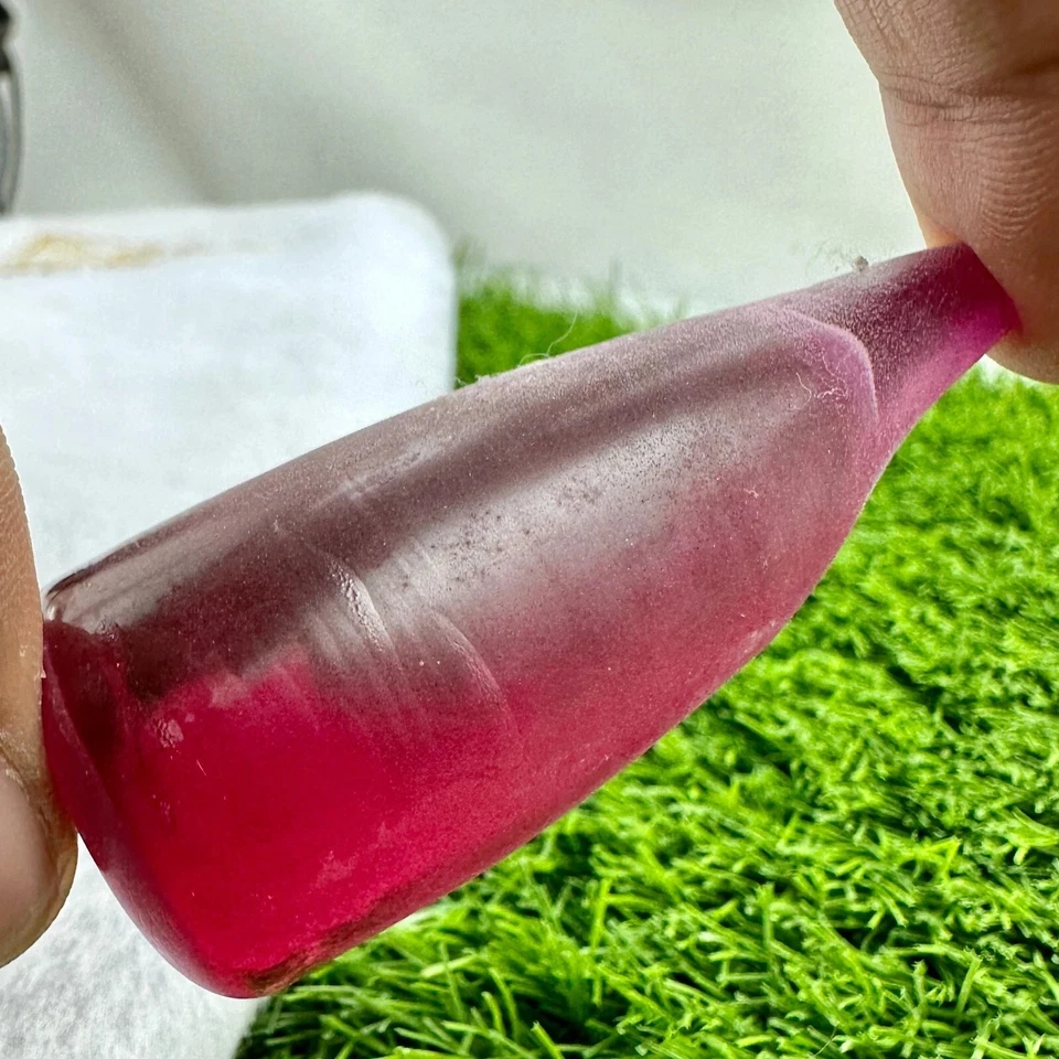 LAB CREATED 48.35 G PIGEON BLOOD RED RUBY #5 ROUGH CORUNDUM Half Boule GEMSTONE - Image 2 of 3