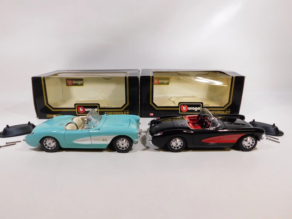 2X Bburago 1:18 Cod. 3034 Modelo Chevrolet Corvette (1957) Sg/Mint+Box #DY998-5 - Imagen 2 de 4