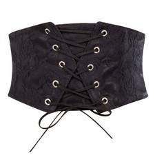 Women's Elastic Wide Waist Belt Pirate Corset Cinch Belt with Press Button Bl...