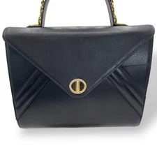 Rare Model Christian Dior Handbag Leather Formal Black