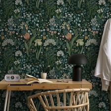 Peel and Stick Wallpaper Vintage Wall Paper Green Floral Contact Paper Removable