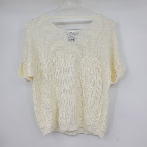 United States Sweaters Cream Short Sleeved Knit Sweater Top Small - Picture 2 of 7