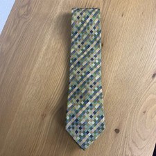 Valerio Garati silk stain resistant Diamond neck tie tan blue orange