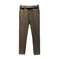 Hommes Faux Laine Costume Pantalon de avec Ceinture Affaires Décontracté Habillé