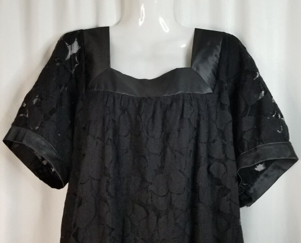 Lane Bryant Womens Black Lace Satin Top Size 18 20 Elegant Boutique Style