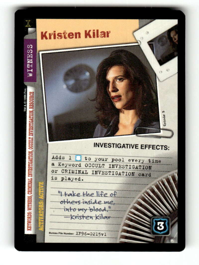 1996 X-files Card Game Kristen Kilar, Episode 3 Perrey Reeves