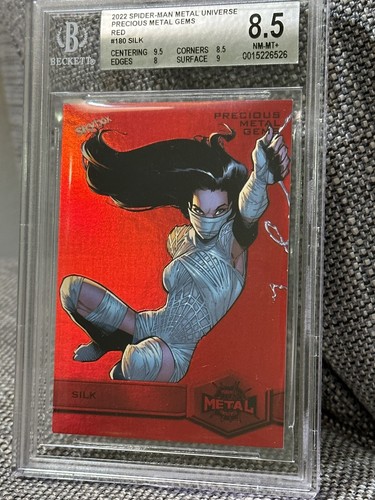 BGS 9.5,9,8 (8.5)2022 Marvel Spider-Man Metal Silk #180 Red Precious PMG POP 1/1 - Picture 4 of 5