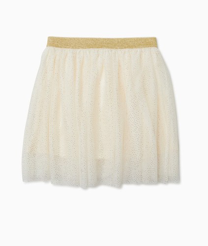 Holiday Time Girls Tulle Overlay Crème Sparkle Skirt Large (10-12) NWT