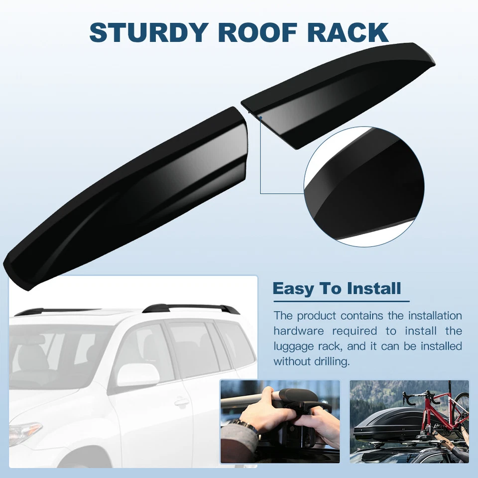 For Toyota Highlander 2008-2013 Black Roof Rack End Cover Cap Replace 4pcs - Imagem 2 de 4