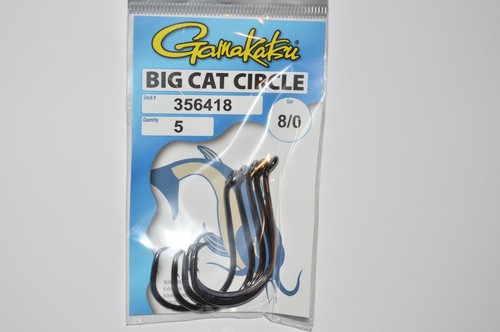 Gamakatsu Big Cat Circle Hooks - Size 8/0, 5-Pack, NS Black For Catfish Fishing