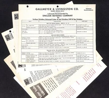 Sinclair Refining Company - 5 Random c1950's Lubrication Use Pages VGC