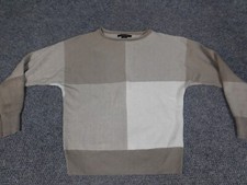 Tahari Womens Sweater Small Beige pullover stretch block