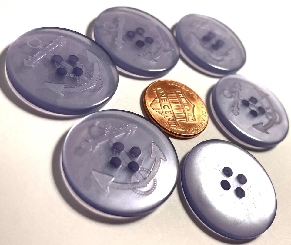 6 botones de anclaje de plástico púrpura silenciado para coser 4 agujeros 25,6 mm 1" 13832 Foto 3 de 3