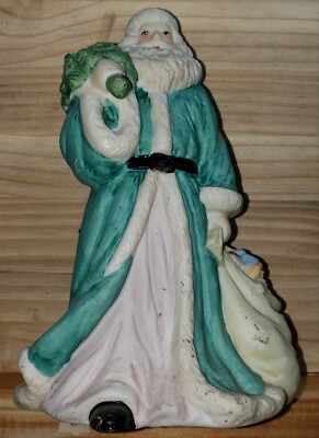 Vintage FTD 6'' Santa Walking with Christmas Tree And Bag of Gifts Figurine 1991