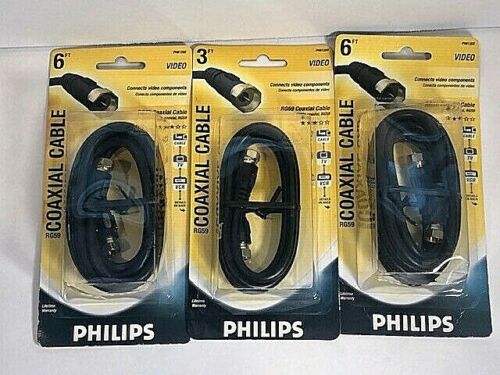 Phillips PH61202, 6 Ft. RG59 Coaxial Cable (2) & (1) 3Ft. RG59 Cable - Picture 1 of 4