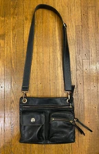 ROOTS CANADA PURSE SOFT BLACK LEATHER CROSSBODY USED VILLAGE  TRIBE PRINCE EX+