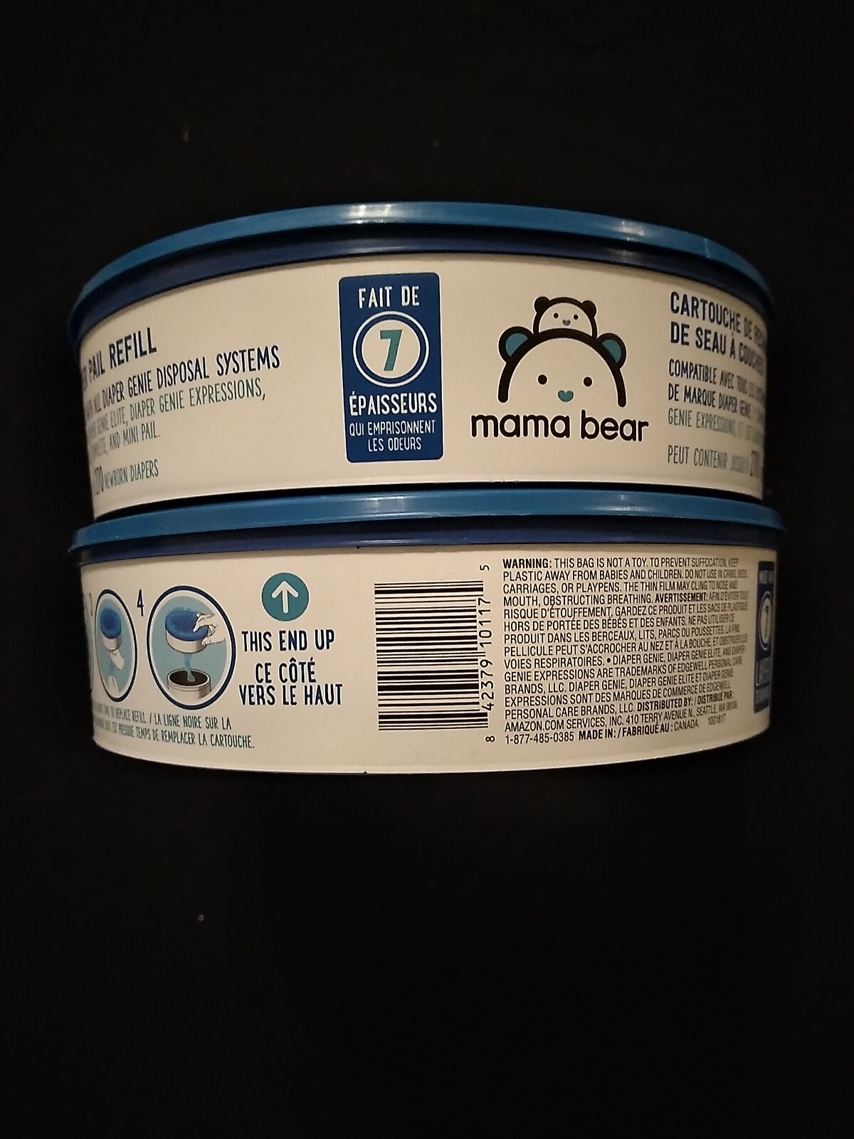 Mama Bear Lot of 2 Diaper Disposal Pail Refills for Genie, 270 Count