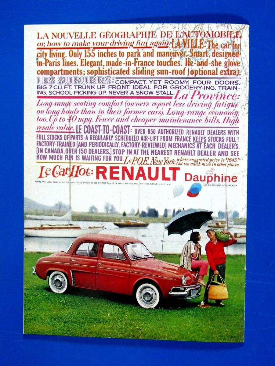1959 Renault Dauphine Le Car Hot Vintage Original Print Ad 8.5 x