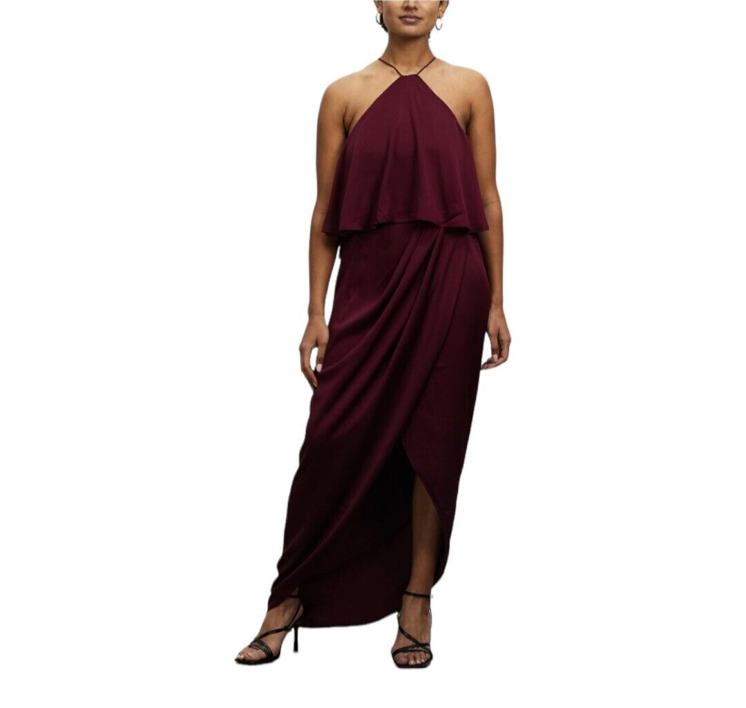 halter maxi dress green Elvira Pleated Satin Halter Maxi Dress | Made-To-Order main image 1