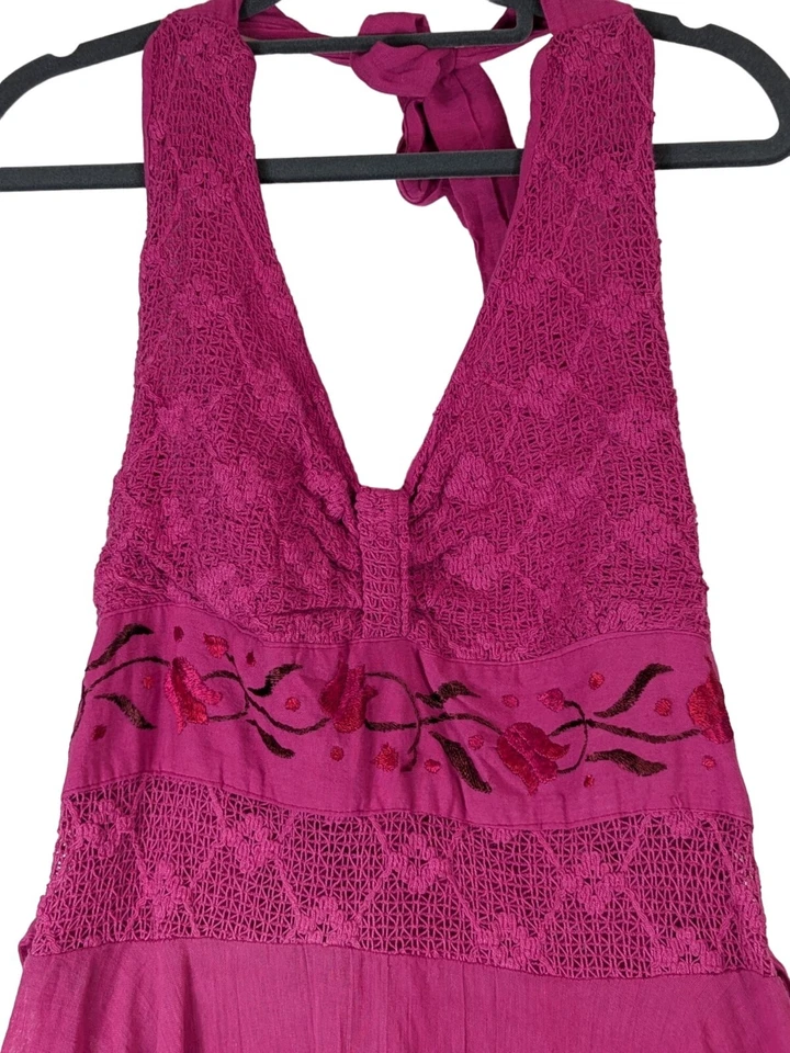 Vestido Pañuelo Halter Festival Boho Hippie Rosa Talla L De Colección Sin Etiquetas Foto 2 de 4