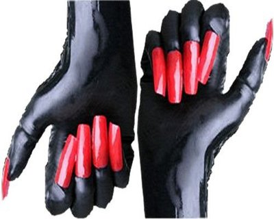 Rubber Latex Rubber Gloves  with & without claws selection black red Top Brand