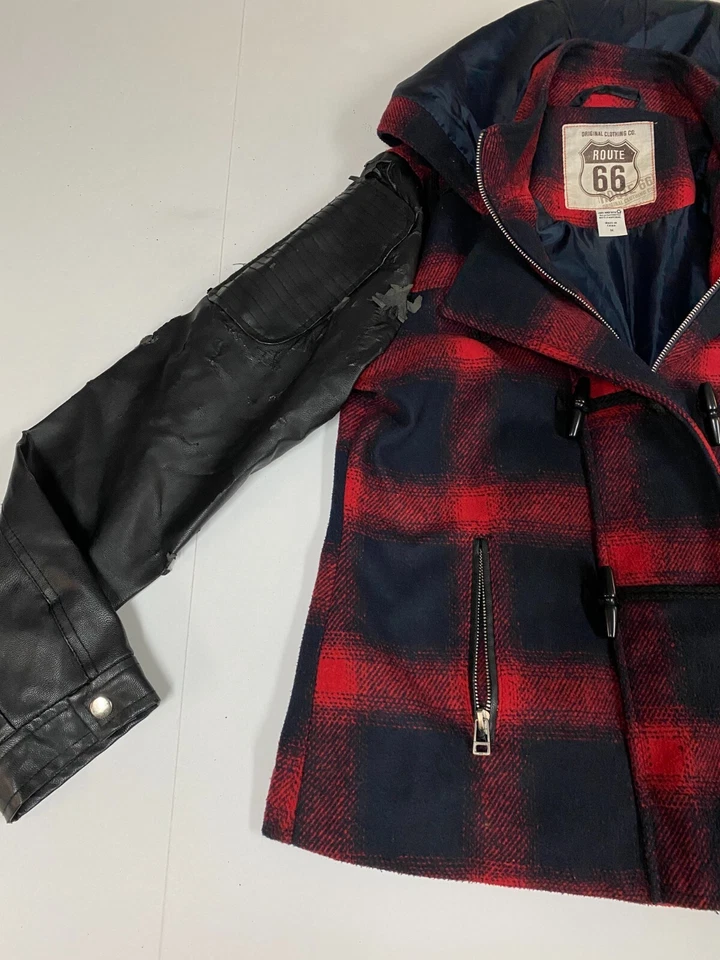 Abrigo Mujer Route 66 M Cuadros Sudadera con Capucha Cremallera Foto 3 de 4