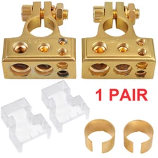 1Pair Car Battery Terminal Clamp Post 4/8 GA AWG Gauge Positive Negative Port