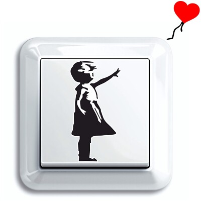 Lichtschalter-Aufkleber - GIRL WITH BALLOON - Banksy Mädchen roter Ballon Hope