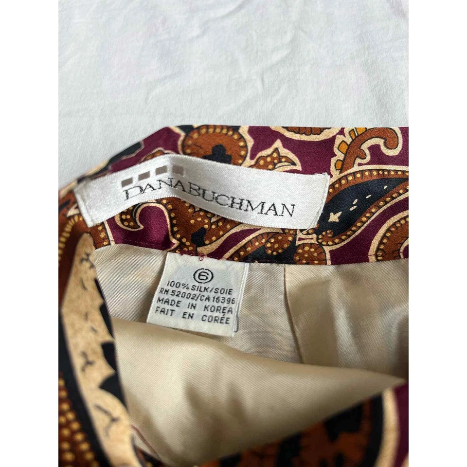 Falda lápiz midi vintage Dana Buchman 100 % seda cachemira en capas con bolsillos 6 Foto 3 de 4