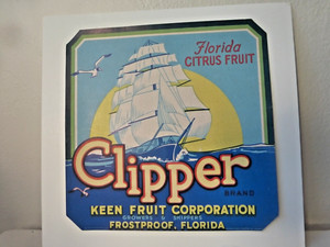 Vintage CLIPPER Fruit Lable  6 1/2 " X 6 1/2 " excellent condition