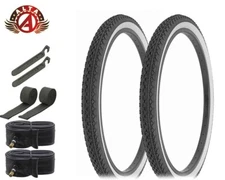 26" x 2.125 BEACH CRUISER BICYCLE DIAMOND TIRE WHITE WALL REPLACEMENT BUNDLE SET