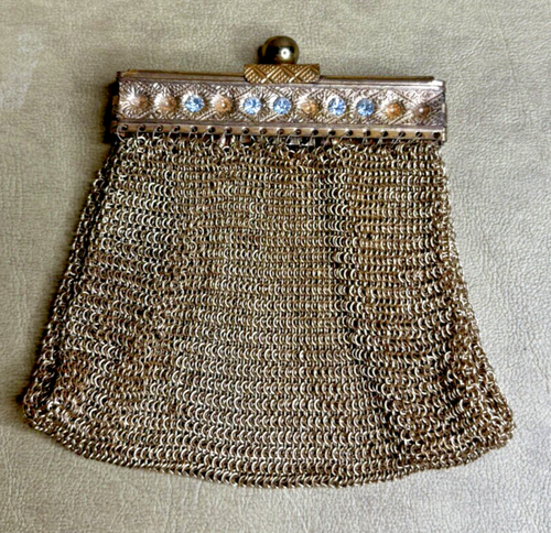 Antique Gold Gilt Fine Mesh Chain Mail Coin Purse Pouch