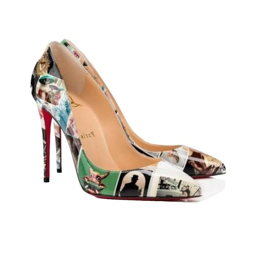 CHRISTIAN LOUBOUTIN PIGALLE NUDE 100 PATENT HEELS, SZ 37, MADE IN