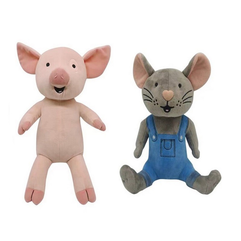 Mouse&Pig Plush Toy Set Soft Stuffed Animal Dolls Storytelling Gift For Children