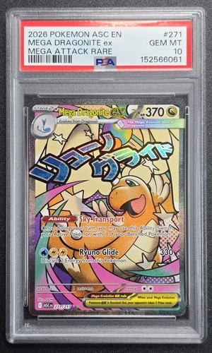 PSA 10 GEM MINT Mega Dragonite ex 271/217 Full Art Mega Attack Rare Pokemon