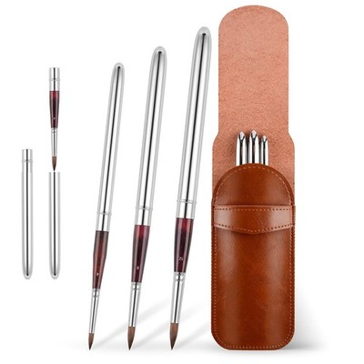 Kolinsky Travel Watercolor Brushes Sable Hair Round Watercolor Paint Brush 3P...