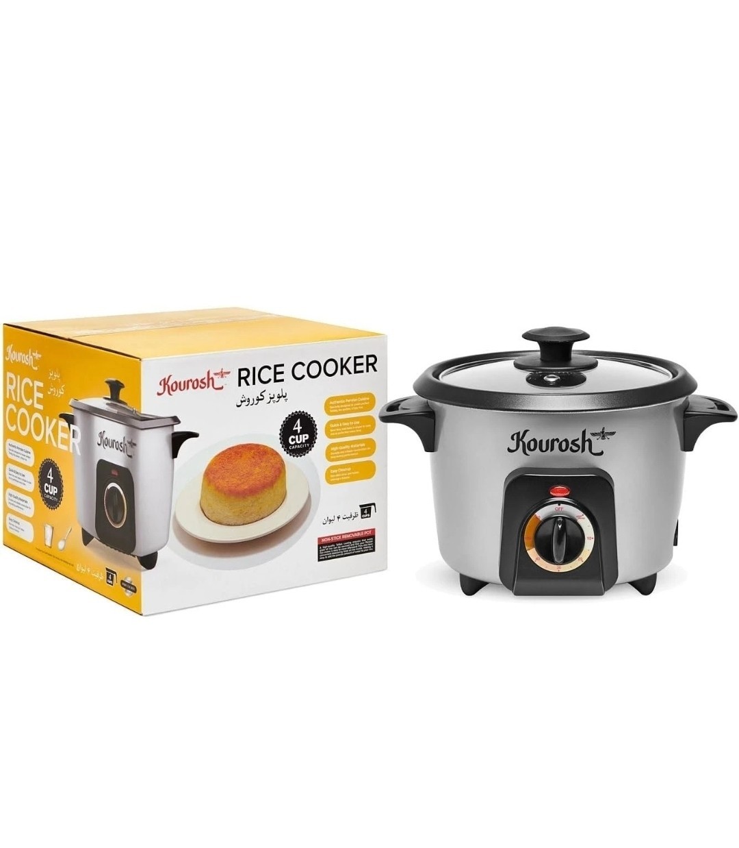 YEDI KOUROSH Automatic Persian Rice Cooker - Tahdig Rice Maker (4 CUP)