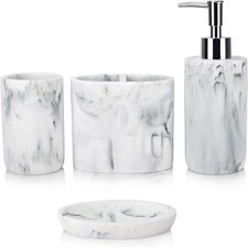 Bathroom Accessories Set,4 Pieces Marble Bathroom Vanity Countertop Accessory