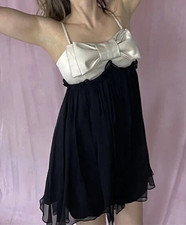 RARE Vintage Betsey Johnson 100% Silk Babydoll Mini Dress (Size 2) - Made in USA
